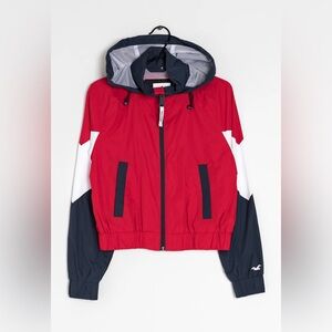 Hollister Red and Dark Navy Hooded Windbreaker Jacket USA